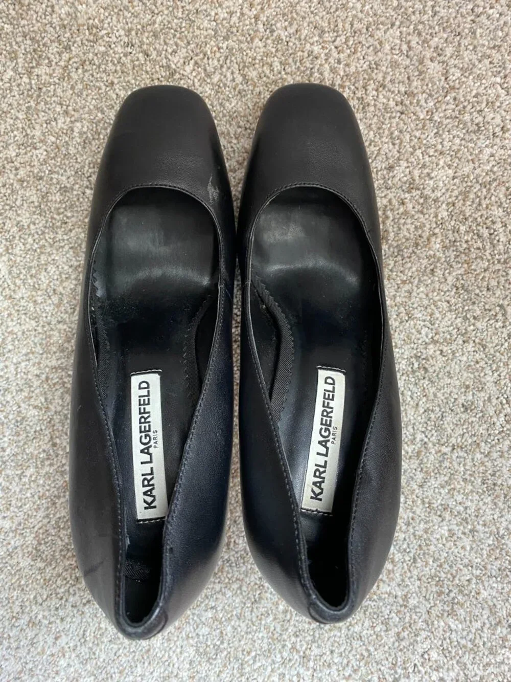 Karl Lagerfeld Women's Square Toe Pump Heels, Black, size 9 EUC